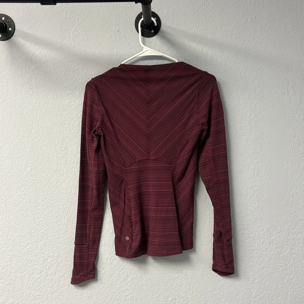 Lululemon W’s Sz 4 Kanto Catch Me LS Kanto Stripe Wine Berry Black. ExcltCnditn! - Picture 7 of 10